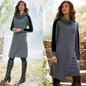 Soft Surroundings Moderne Cowl Herringbone Dress